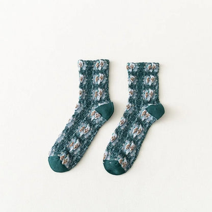 Chaussettes pour femmes avec motif décoratif - vert foncé / universel