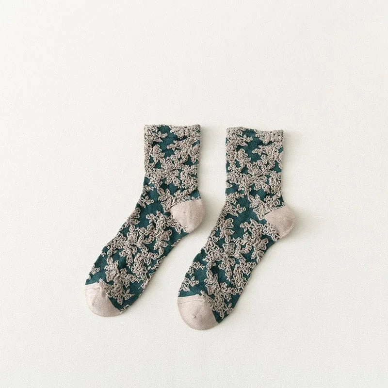 Chaussettes pour femmes avec motif décoratif - vert / universel