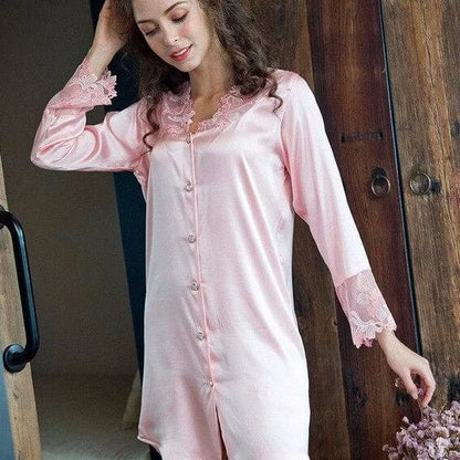 Chemise de nuit à boutons - rose / s