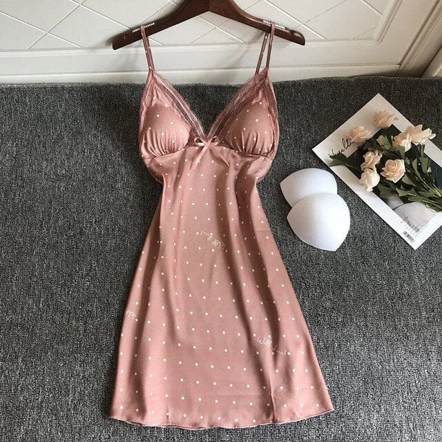 Chemise de nuit à pois - rose / s