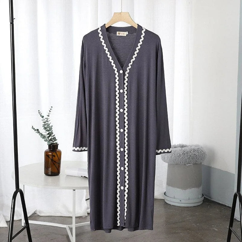 Chemise de nuit avec garniture décorative - gris / s