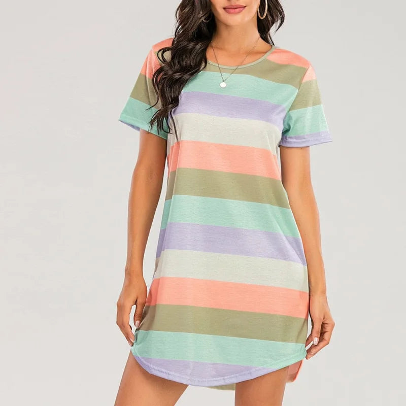 Chemise de nuit colorée à manches courtes