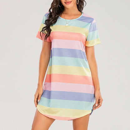 Chemise de nuit colorée à manches courtes