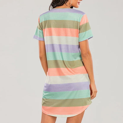 Chemise de nuit colorée à manches courtes