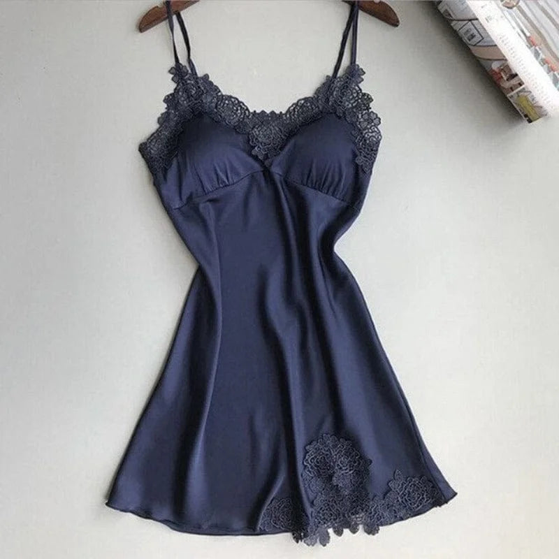 Chemise de nuit délicate - bleu marine / s