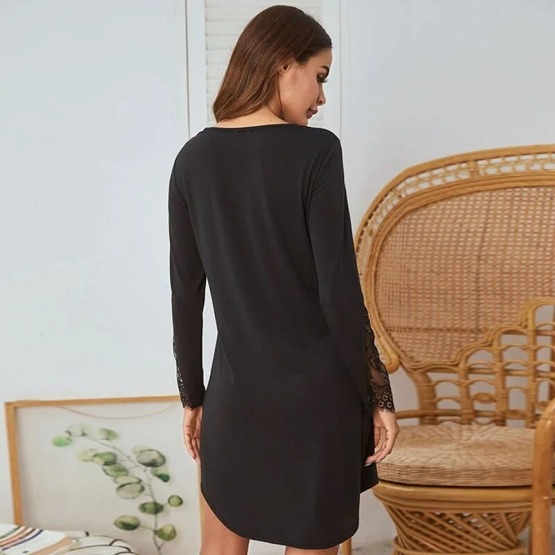 Chemise de nuit pour femme à manches longues