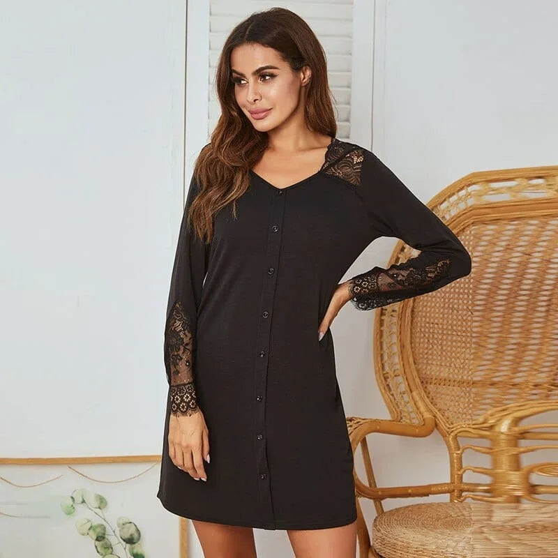 Chemise de nuit pour femme à manches longues