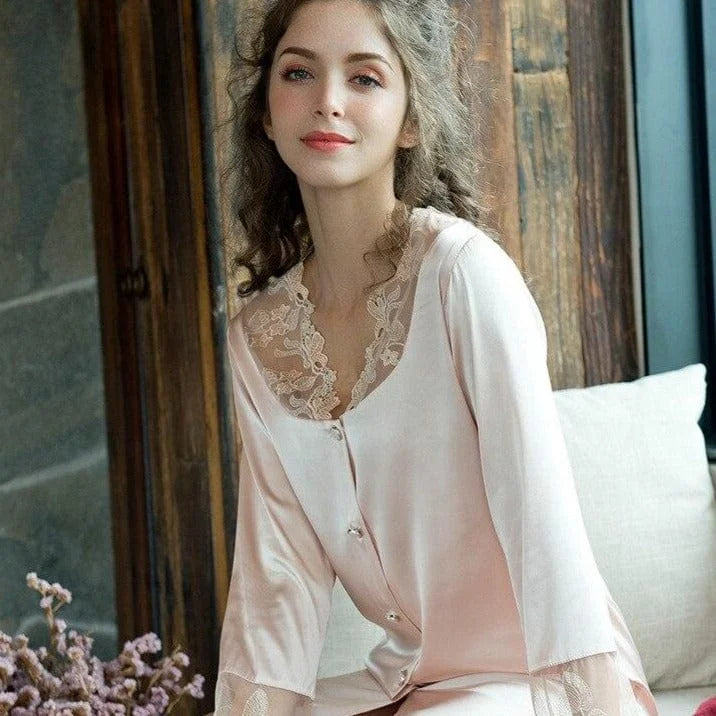 Chemise de nuit pour femme boutonnée - beige / s