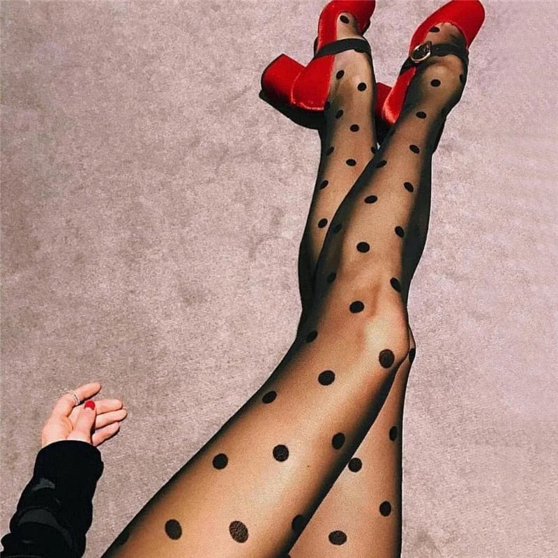 Collants pour femmes à pois - noir / universel