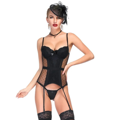 Corset pour femme avec des attaches de jarretelles - noir / s