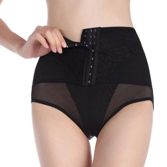 Culotte amincissante avec crochets et panneau en mesh - noir / s