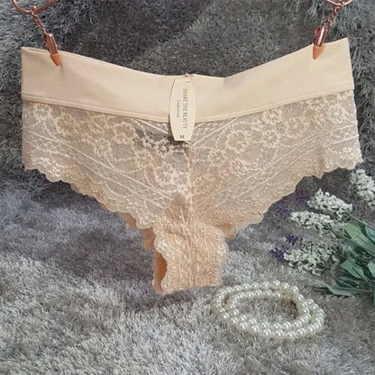 Culotte classique en dentelle - beige / s