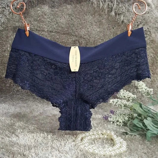 Culotte classique en dentelle - bleu marine / s