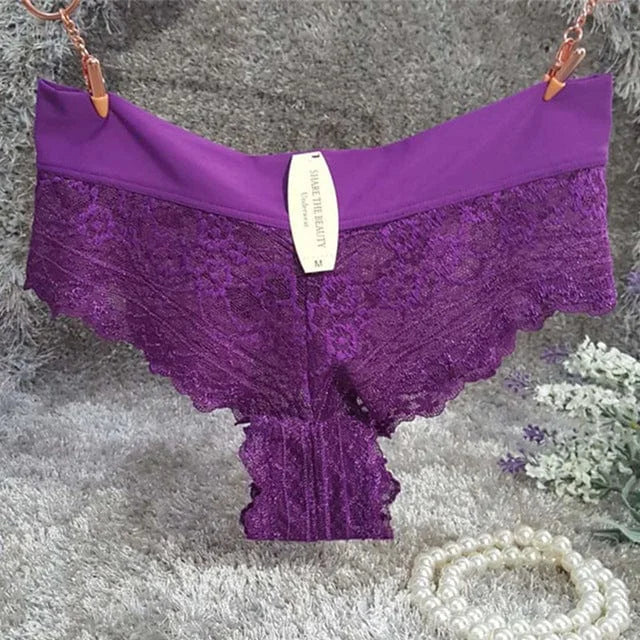 Culotte classique en dentelle - violet / s