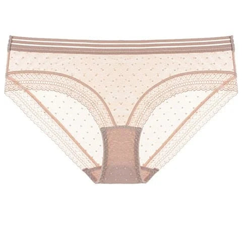 Culotte en dentelle à pois - beige / s