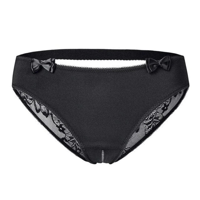 Culotte en dentelle avec découpes et nœuds - noir / xs