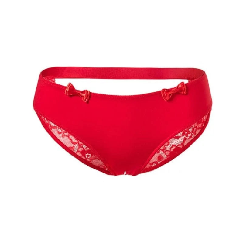 Culotte en dentelle avec découpes et nœuds - rouge / xs