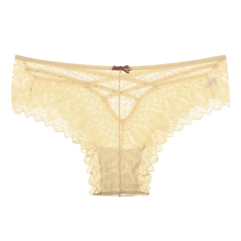 Culotte en dentelle avec des bretelles - beige / s