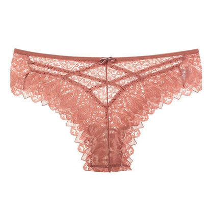 Culotte en dentelle avec des bretelles - rouge / s