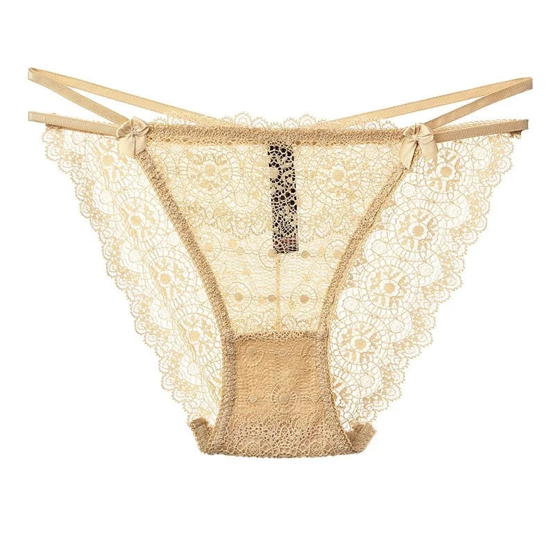 Culotte en dentelle avec des sangles - beige / s