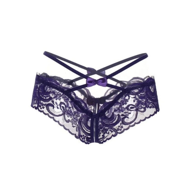 Culotte en dentelle avec lanières décoratives - violet / universel