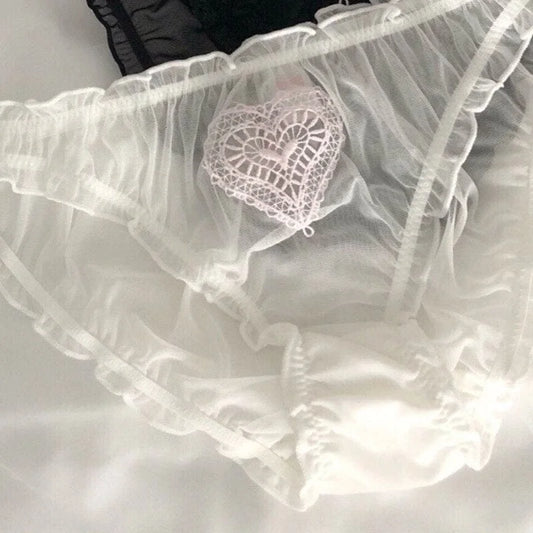 Culotte transparente avec coeur - blanc / s/m