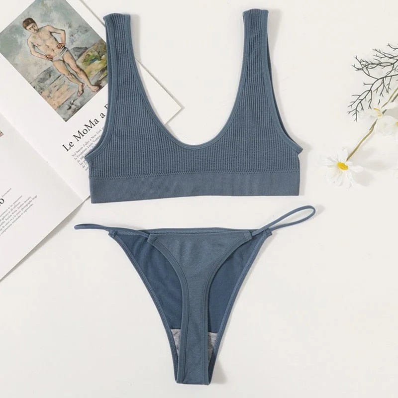 Ensemble de lingerie à rayures - bleu / s