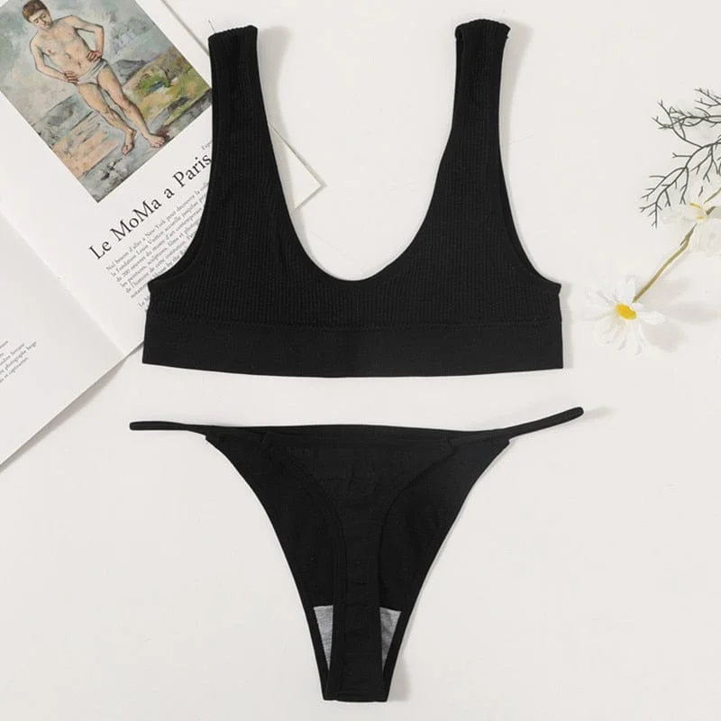 Ensemble de lingerie à rayures - noir / s