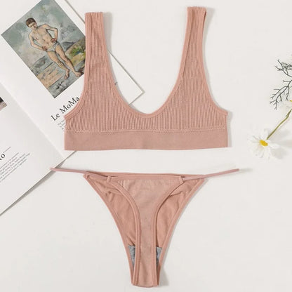 Ensemble de lingerie à rayures - rose / s