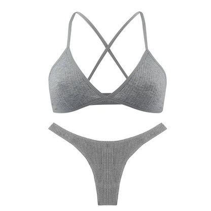 Ensemble de lingerie avec bretelles croisées - gris / s