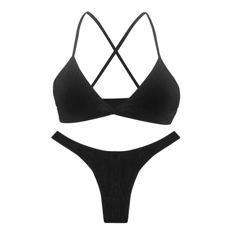 Ensemble de lingerie avec bretelles croisées - noir / s