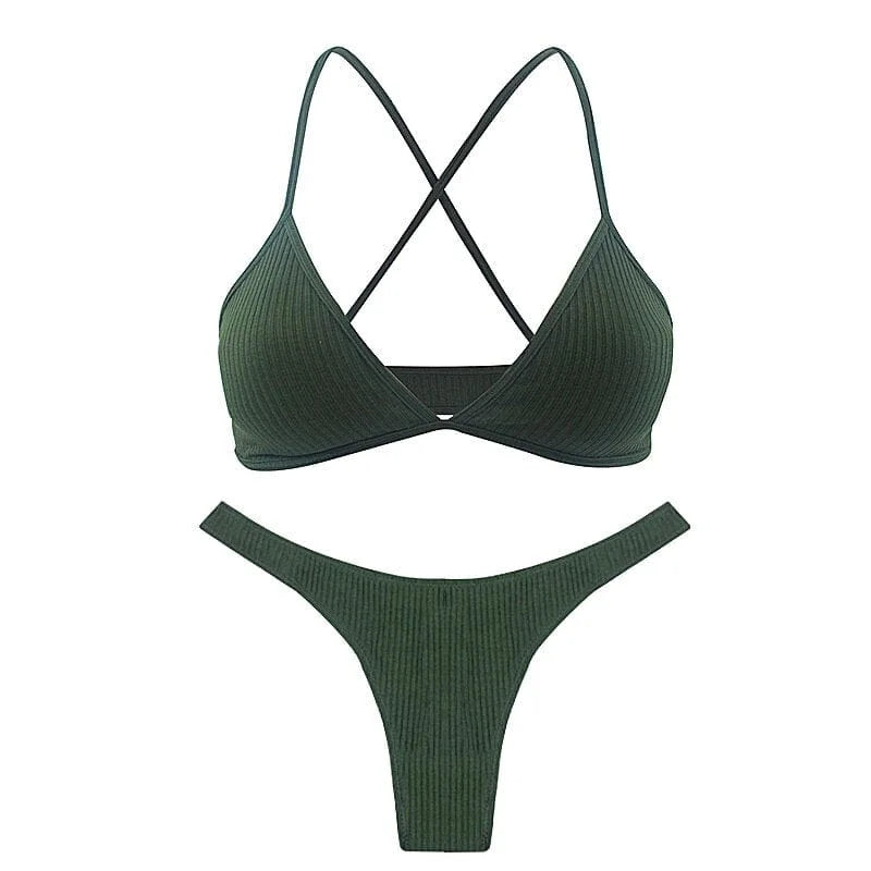 Ensemble de lingerie avec bretelles croisées - vert / s