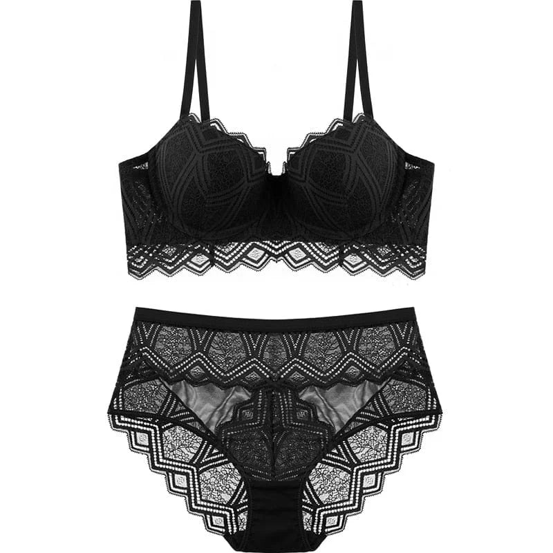 Ensemble de lingerie avec de la dentelle décorative - noir / 85a