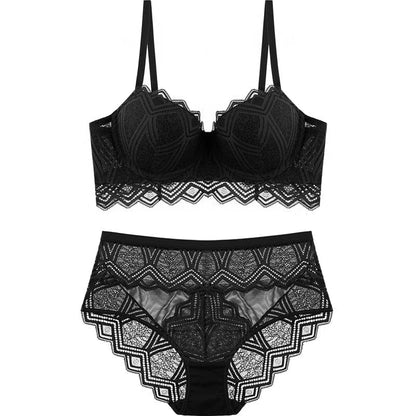 Ensemble de lingerie avec de la dentelle décorative - noir / 85a