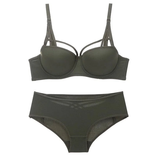 Ensemble de lingerie classique avec bretelles au soutien-gorge - vert foncé / 85a