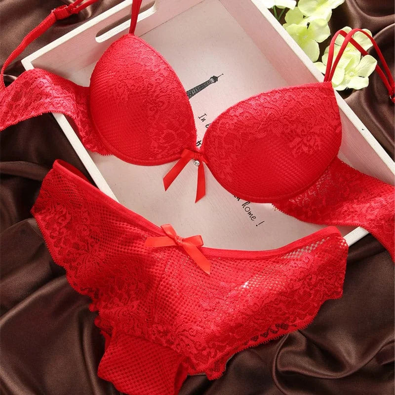 Ensemble de lingerie classique en dentelle - rouge / 85b