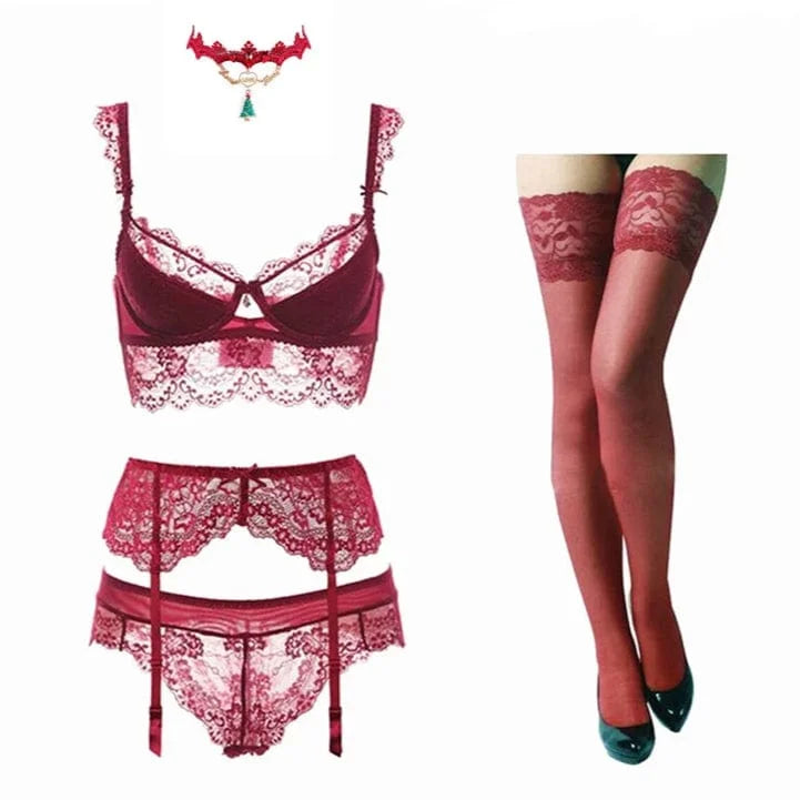 Ensemble de lingerie en dentelle à cinq pièces