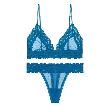 Ensemble de lingerie en dentelle avec des bonnets triangulaires - turquoise / s