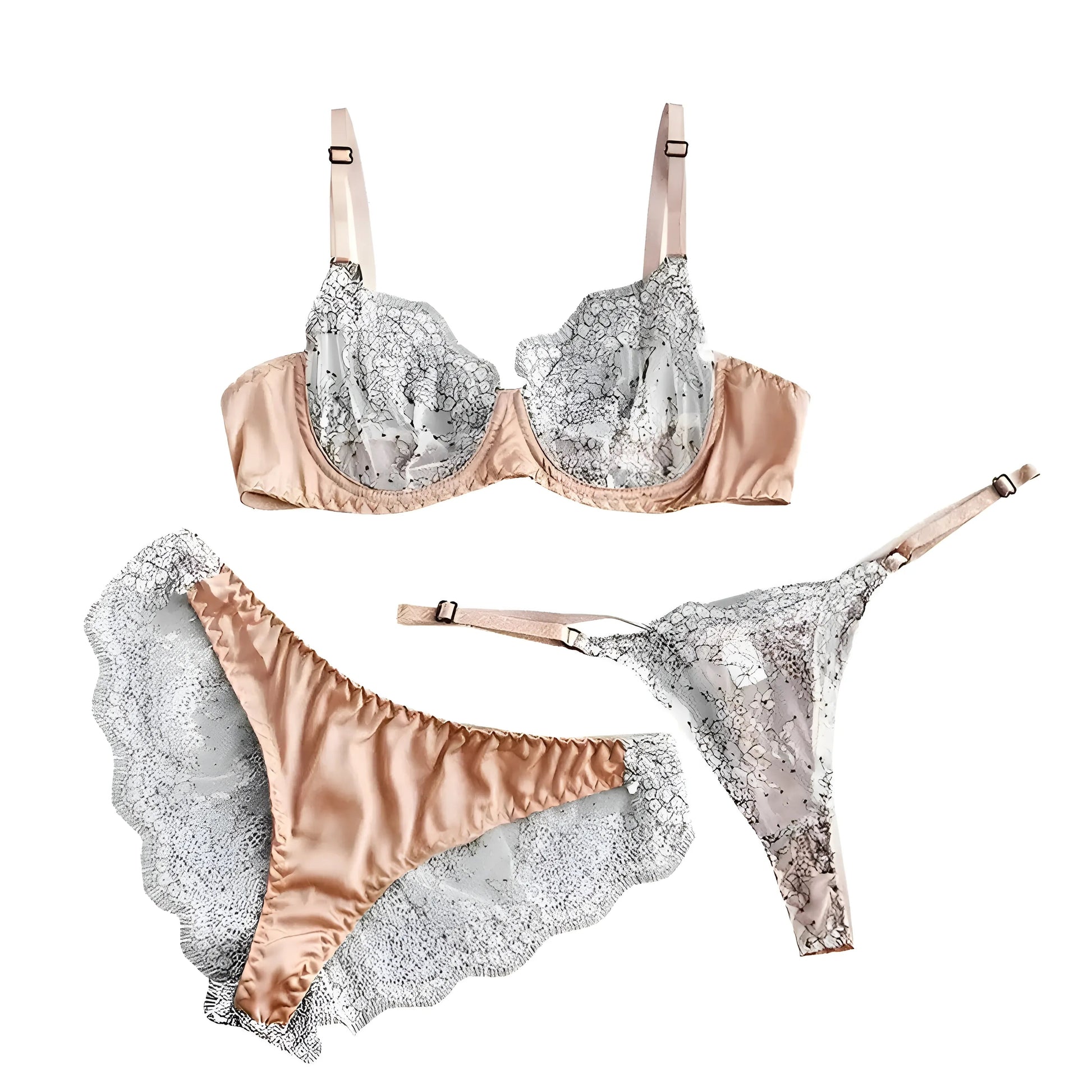  Ensemble de lingerie en dentelle avec deux styles de culottes