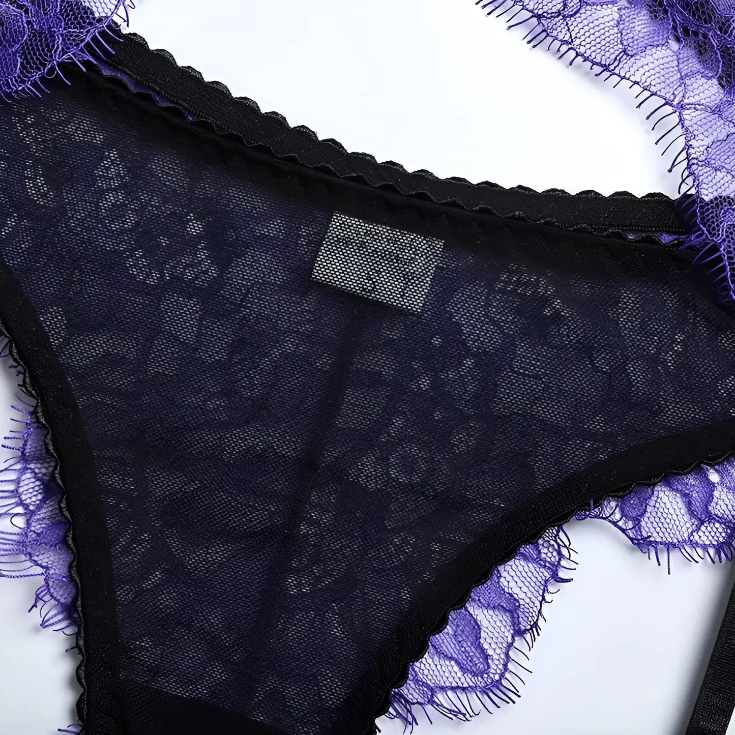  Ensemble de lingerie en dentelle bicolore 3 pièces