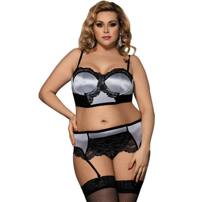 Ensemble de lingerie en dentelle en grandes tailles - gris / xs/s