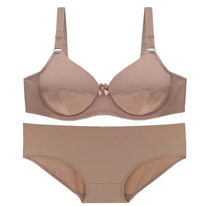 Ensemble de lingerie en dentelle grandes tailles - marron / 100e