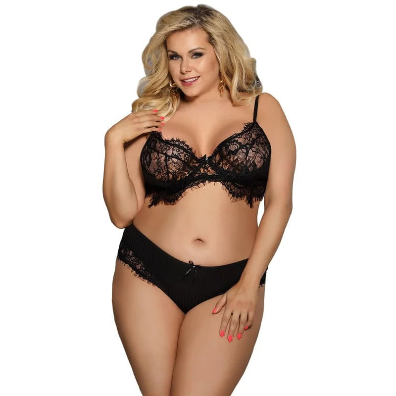 Ensemble de lingerie en dentelle en grandes tailles - noir / xs/s