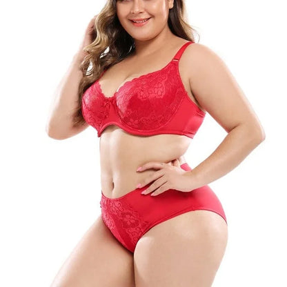 Ensemble de lingerie en dentelle grandes tailles - rouge / 95d