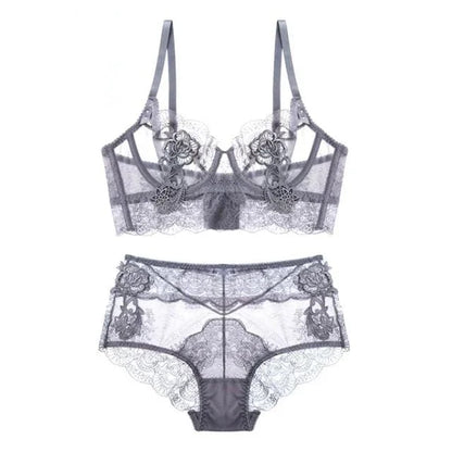 Ensemble de lingerie en dentelle - gris / 85b