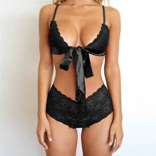 Ensemble de lingerie en dentelle - noir / s