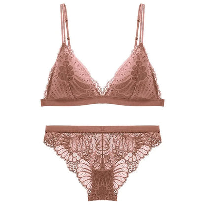 Ensemble de lingerie en dentelle pour femmes - beige / s