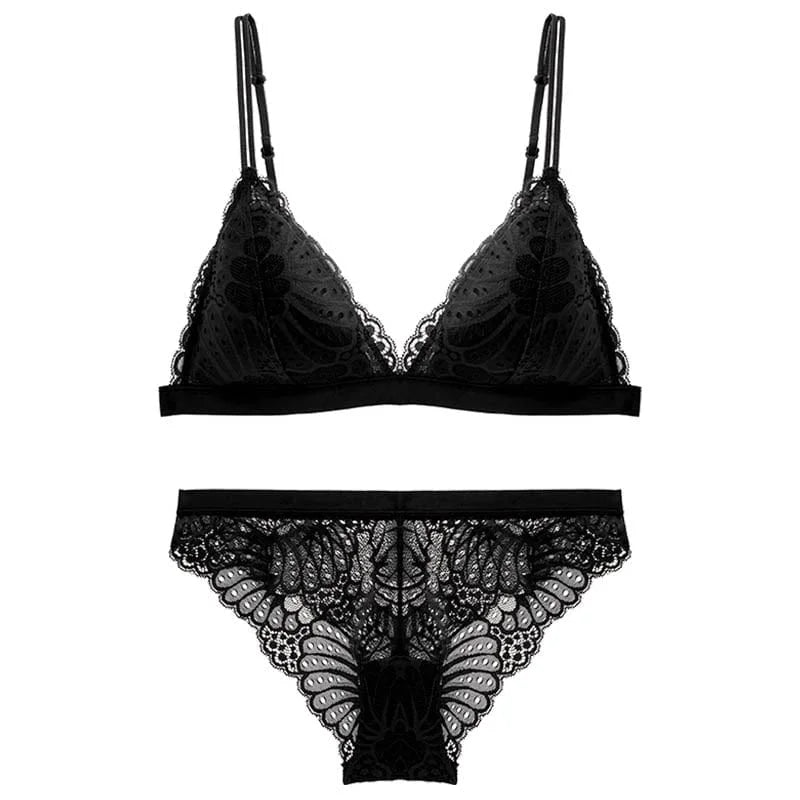 Ensemble de lingerie en dentelle pour femmes - noir / s