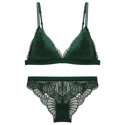 Ensemble de lingerie en dentelle pour femmes - vert / s