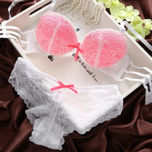 Ensemble de lingerie en dentelle - rose / 85b